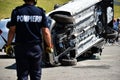 Scene of a car crash and emergency rescue service