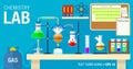 Scene of chemical laboratory with an experiment in process on the table. Royalty Free Stock Photo