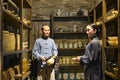 Scene of China traditional ceramic shop interior,wax figure