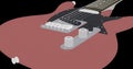 A close-up scene with an electric guitar made in a cartoonish style.