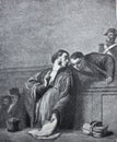 `The scene in the court` by Daumier in the vintage book The Painting History, by R. Muter, 1900