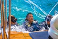 Scene of divers working at Sea World Namaste service in Phu Quoc island, Vietnam
