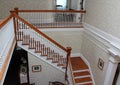 Scene of elaborate staircase and rooms inside The Van Horn Mansion, Burt, New York, 2018
