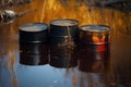 Contaminated barrels: the aftermath of an oil spill