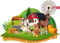 Scene with farm animals in the farmyard Royalty Free Stock Photo