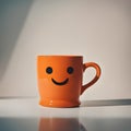 a vivid orange coffee mug that stands out in its simplicity.