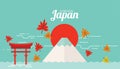 Scene of Fuji Mount and Tori gate in Autumn Season. Royalty Free Stock Photo