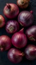 Scene Group of red onions, culinary ingredients close up Royalty Free Stock Photo