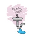 Scene of handwash with dripping pipes flooded plumbing service Royalty Free Stock Photo