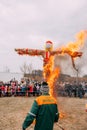 Scene Of Ignition Dummy Maslenitsa On Eastern Slavic Mythologyca