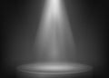 Scene illuminated spotlight. Show spotlight background. Light beam on stage. Vector illustration Royalty Free Stock Photo