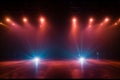 Scene illumination stage lights in blue and red enhance nightclub