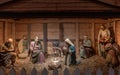 Scene installation of Christmas night with the birth of Jesus. Frontally
