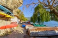 Scene of the lake shore, old city of Ohrid Royalty Free Stock Photo