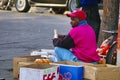 Scene life in the village market, authentic place and behaviour. Vibrant colors