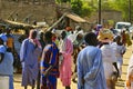 Scene life in the village market, authentic place and behaviour. Vibrant colors