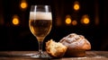Baroque Chiaroscuro: A Festive Table Setting With Beer And Bread Royalty Free Stock Photo