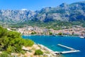 Scene the Makarska city and mountain Biokovo Royalty Free Stock Photo