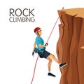 Scene man mountain descent with equipment rock climbing Royalty Free Stock Photo