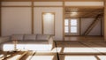 Scene multi function room ideas, japanese room interior design.3D rendering