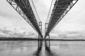 Scene of the Narrows steel bridge in Tacoma,Washington,USA. Royalty Free Stock Photo