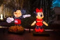 Minnie and Mickey Mouse - Christmas lights Royalty Free Stock Photo