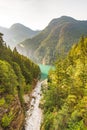 Scene over Diablo lake when sunrise in the early morning in North Cascade national park,Wa,Usa. Royalty Free Stock Photo