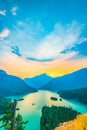 Scene over Diablo lake when sunrise in the early morning in North Cascade national park,Wa,Usa.