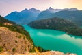 Scene over Diablo lake when sunrise in the early morning in North Cascade national park,Wa,Usa. Royalty Free Stock Photo