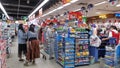 Shenzhen, China: People check out at the supermarket