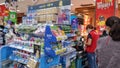 Shenzhen, China: People check out at the supermarket