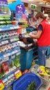 Shenzhen, China: People check out at the supermarket
