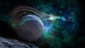 Scene with planets, stars and galaxies in outer space showing the beauty of space exploration. Royalty Free Stock Photo