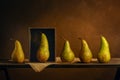 Scene played with pears. Metaphor. Exclusivity concept. Royalty Free Stock Photo