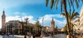 Scene at Plaza de la Virgen in Ciutat Vella area of Valencia Spain on afternoon Royalty Free Stock Photo