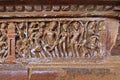 Scene from Ramayana carved on the plinth, Durga temple, Aihole, Bagalkot, Karnataka. The Galaganatha Group of temples. Rama, Sita