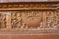 Scene from Ramayana carved on the plinth, Durga temple, Aihole, Bagalkot, Karnataka. The Galaganatha Group of temples. Rama, Sita