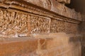 Scene from Ramayana carved on the plinth, Durga temple, Aihole, Bagalkot, Karnataka. The Galaganatha Group of temples.