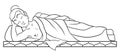 Coloring version of reclining Buddha over white background, Vector illustration