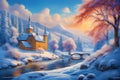 stunning colourful castle winter landscape christmas season gen ai