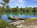 Two boats moored on a picturesque backwater of Skadar lake