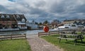 The River Bure in the village of Hoveton and Wroxham in the Norfolk Broads Royalty Free Stock Photo