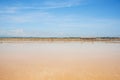 Scene of salt pan field on blue sky background Royalty Free Stock Photo