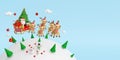 Scene of Santa Claus on a sleigh full of Christmas gifts and pulled by reindeer Royalty Free Stock Photo