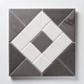 White marble square box on white marble background. Flat lay, top view. AI Royalty Free Stock Photo