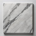 White marble square box on white marble background. Flat lay, top view. AI Royalty Free Stock Photo