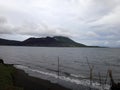 Scene of Simpson Harbour and Mt Tavurvur, Rabaul, Papua New Guinea.