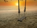 Scene of the singe rope tree swing at the seaside