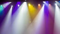 Scene, stage light with colored spotlights