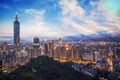 The scene of Taipei 101 building and Taipei city Taiwan on December 14 2017. The photo has been taken from the top of Elephant Royalty Free Stock Photo